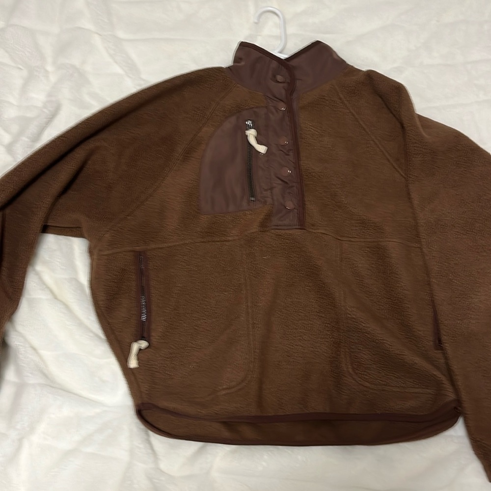 Brown soft half button up sweater